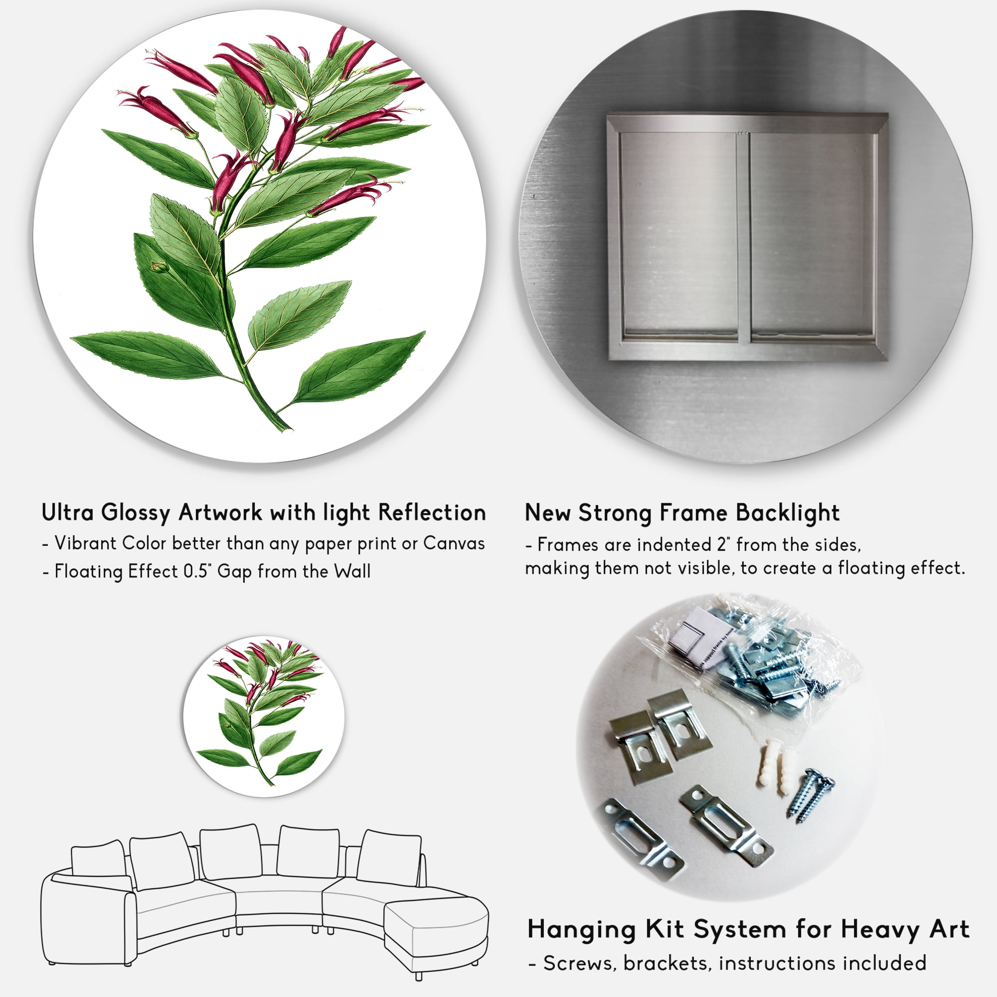 Designart 'Ancient American Flora V' Traditional Circle Metal Wall Art 23x23 - Disc of 23
