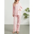 thumbnail image 2 of Biezeib Women’s 2 Piece Pajama Set Long Sleeve Plaid Print Button Up Shirt + Feather Hem Pants Set Sleepwear Loungewear, 2 of 6