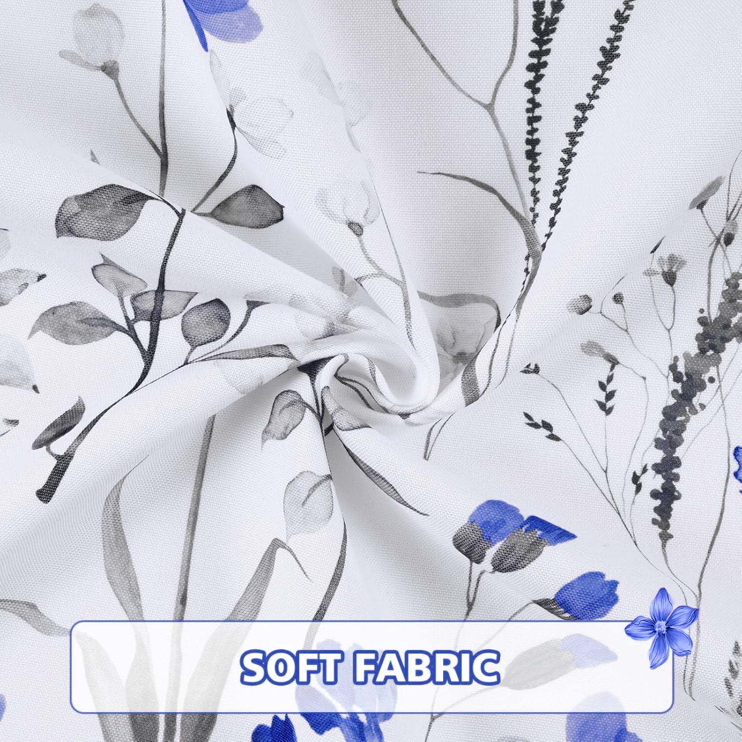 Alishomtll Kitchen Curtains Blue Floral Valance Swag Curtains Watercolor Flower Window Drapes,61" W x 36" L,Rod Pocket