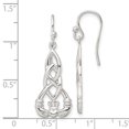 thumbnail image 2 of 925 Sterling Silver Polished Celtic Knot Claddagh Shepherd Hook Earrings 36.5x12.75mm Wide Stud Earring for Women, 2 of 2