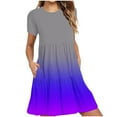 thumbnail image 2 of Sakmal with Pocket Summer Dresses for Women 2024 Basic Loose Fit Gradient Comfort Fit Short Sleeve Gray Long Sundress, 2 of 5