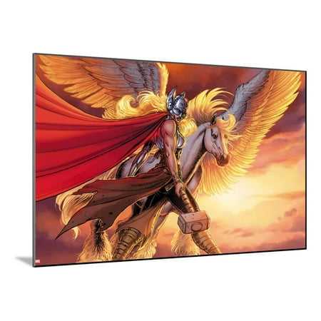 Cover Wall Mount Mighty Thor No. 6 Cover Art Featuring Thor (Female) Wood Mounted Poster Wall Art By Joyce Chin ()