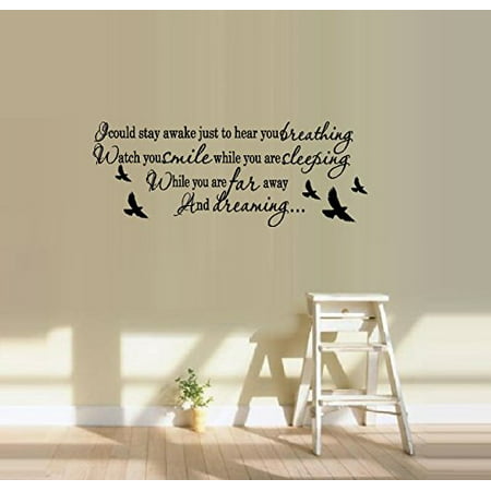Decal ~ I COULD STAY AWAKE JUST TO HERE YOU BREATHING #2 ~ WALL DECAL 13