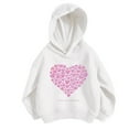 thumbnail image 2 of Tfken Hoodies For Toddler Girls Size 3-4 Years Long Sleeve Heart Print Sweatshirt Comfortable Soft Tops White, 2 of 9