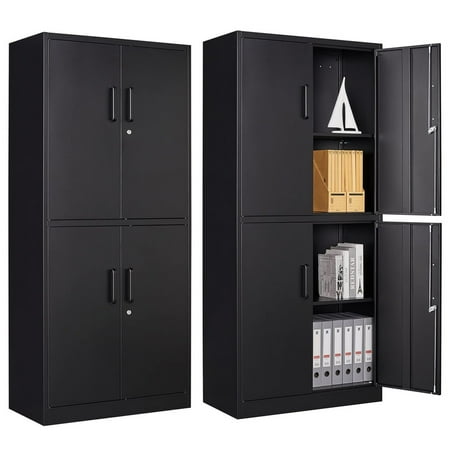 

MIIIKO Metal Storage Cabinet 2 Adjustable Shelves Lockable Door Steel Locker for Office Home Pantry Garage Utility Cabinet