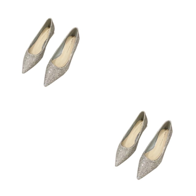 Sonducket 2 mocasines cómodos de fibra de cuero, zapatos de salón delicados y fáciles de cuidar para mujer, zapatos de boda con lentejuelas Type2 NO2