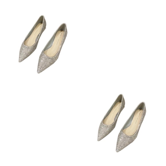 Qarigey Zapatos planos puntiagudos de 2 piezas para mujer, cuero de fibra, textura rica, cómodos zapatos de corte para mujer, boda Type1 NO1