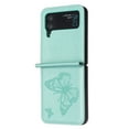 thumbnail image 3 of Nalacover Compatible for Samsung Galaxy Z Flip3 Slim Folding Case, Butterflies Pattern Luxury PU Leather + Silicone/TPU Shockproof Protective Cover for Samsung Galaxy Z Flip3,Green, 3 of 8