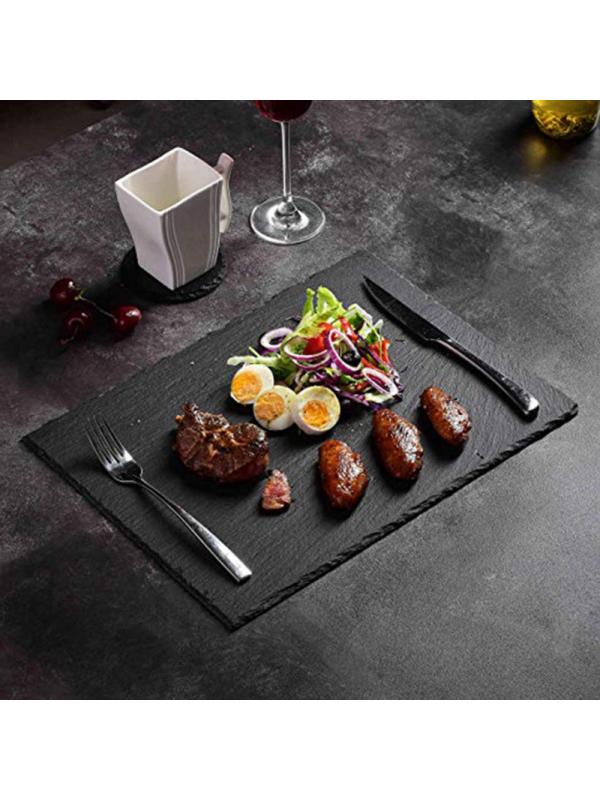 Slate Stone Coasters Rectangle Black Natural Edge Stone Drink Coaster Pad Serving Plate For Home Bar Kitchen - image 2 of 8