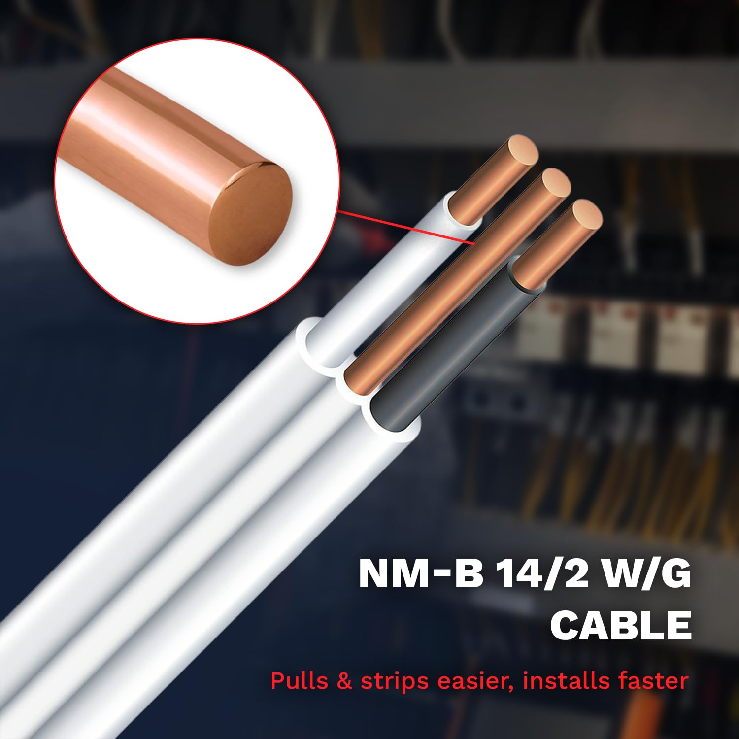 Solid Indoor Wire 14/2 W/G NMB Cable 50ft Coil - Copper Building Wire Cable SW 28827423