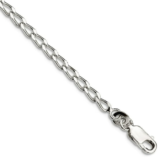 925 Sterling Silver Solid Polished 2.8mm Open Link Chain Bracelet 9 Inch Lobster Claw Link Bracelet for Women and Men