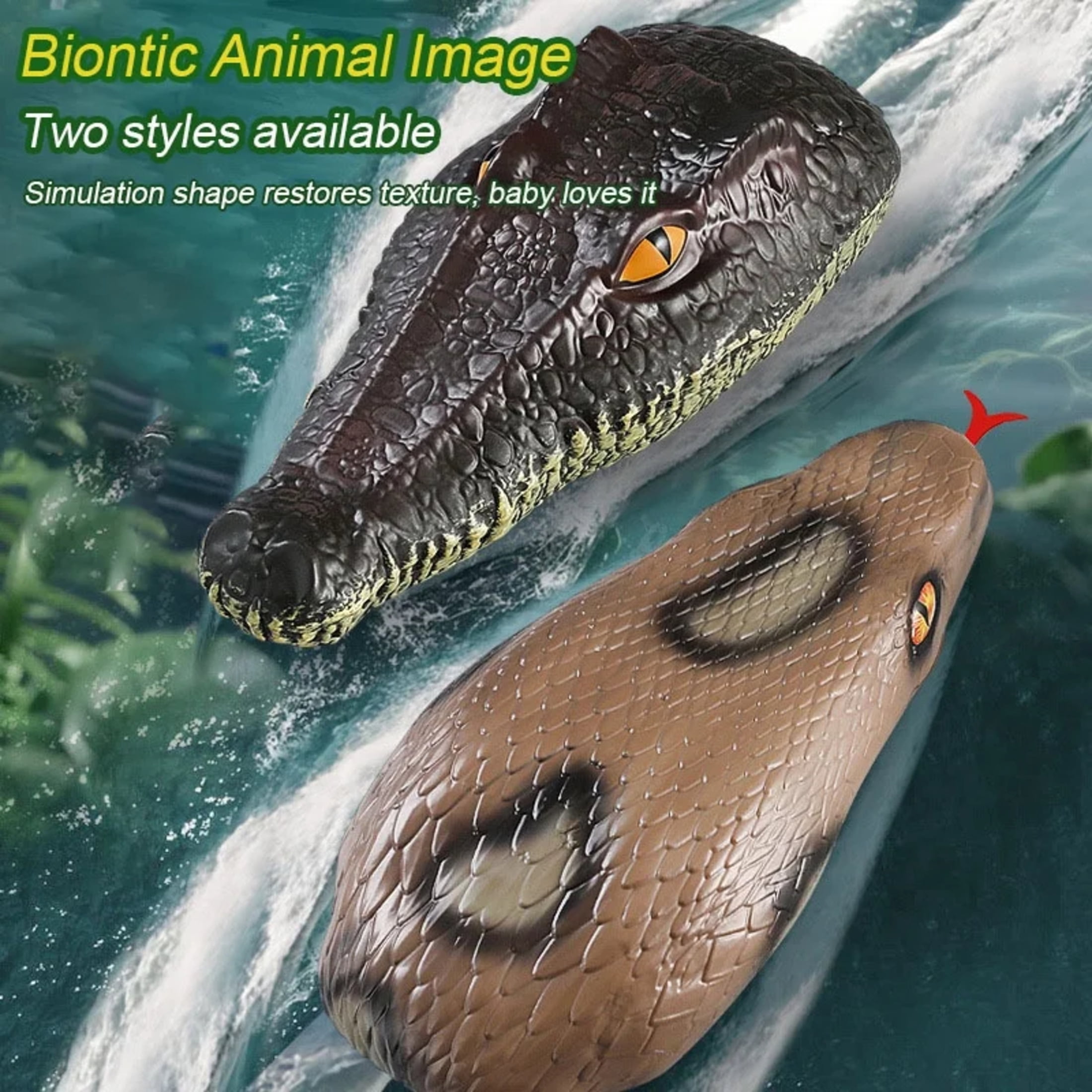 Realistic Crocodile & Python RC Boat - 2.4GHz Waterproof Remote Control Animal Ship, High-Speed Pool Toy Gift for Kids Adults