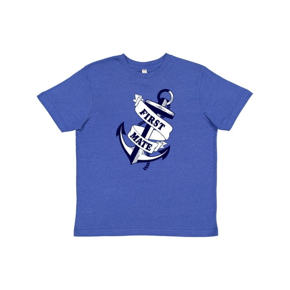 Inktastic First Mate with Anchor and Banner Youth T-Shirt
