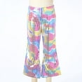 thumbnail image 2 of EnJoCho Kids Girls Sequin Dance Pants Shiny Wide Leg Bell Bottoms Trousers Jazz Hi𝗉 Ho𝗉 Street Performance Costume Party Bottoms, 2 of 7