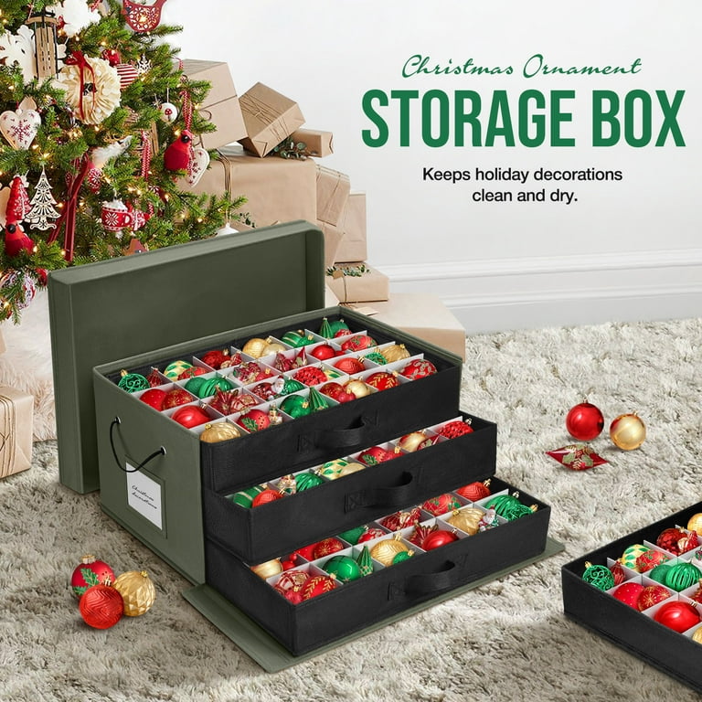 Tidy & Co. Holiday Storage Ornament Box & Multi- Purpose Storage Red  Ornament