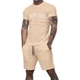 thumbnail image 2 of Short Sets for Men New York Graphic Crewneck T Shirt and Shorts 2 Piece Matching Set Mens Summer Outfits, 2 of 5