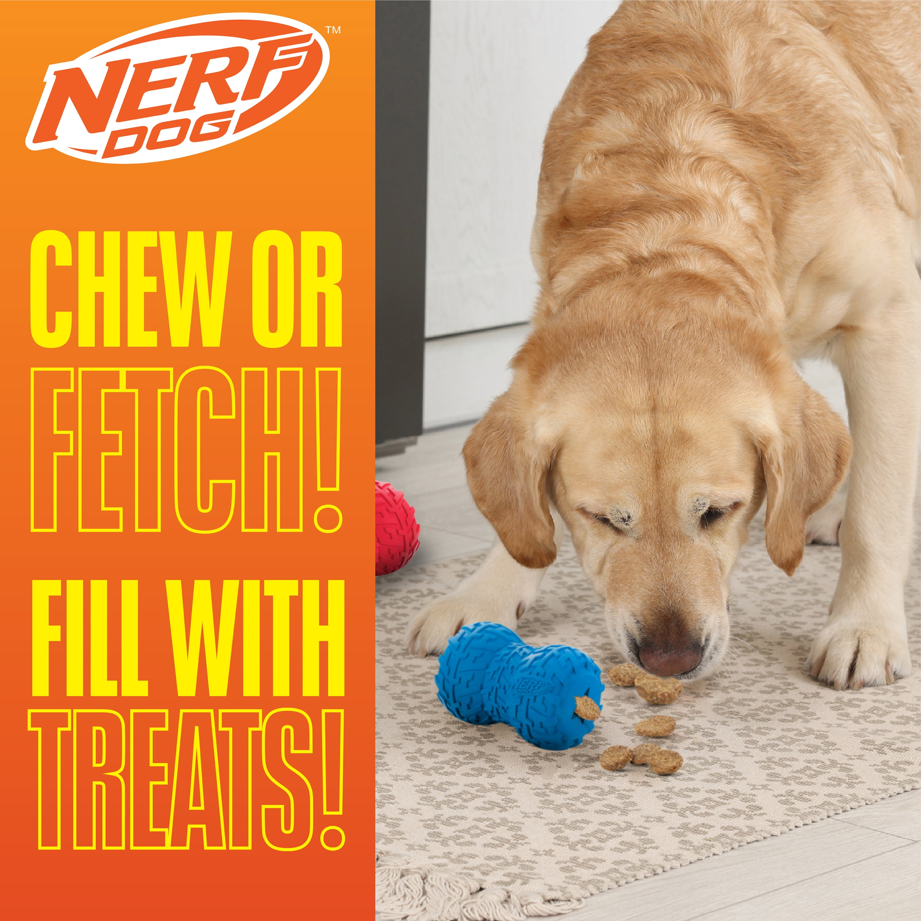 Nerf Dog Rubber Tire Dog Treat Feeder, 4 inch, 2 Pack