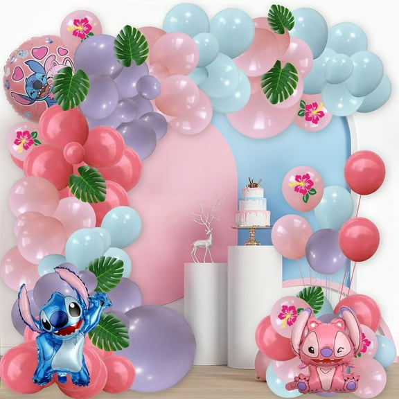 130Pcs Stitch Balloon Party Decoration Stitch Birthday Decoration Balloon Set - Stitch Themed Party Latex Balloons and Foil Balloons Birthday Party Decoration