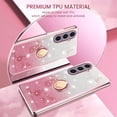 thumbnail image 2 of for Samsung Galaxy S25 Plus (Not S25) 6.7" Case, Flowers Floral Design Bling Clear Glitter Sparkle Diamond Soft TPU Silicone Cover with Ring Kickstand for Samsung Galaxy S25 Plus HSF-Pink, 2 of 14