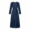 thumbnail image 4 of Fesfesfes Women Robe Loose Long Sleeve Dress Solid Ankle-length Dress Long Dress, 4 of 8