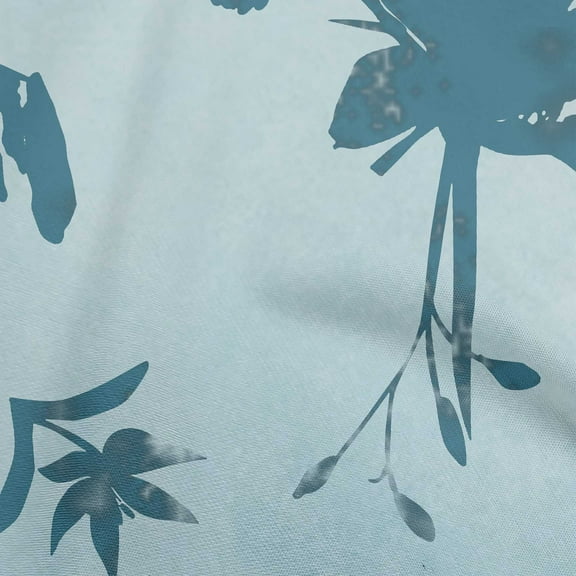 oneOone Polyester Spandex Light Blue Fabric Abstract-Uneven Floral Silhouette Pattern Sewing Craft Projects Fabric Prints By Yard 56 Inch Wide