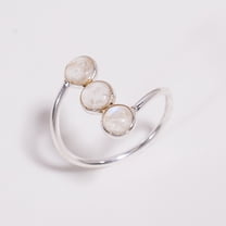 SATYAVIE JEWELLERY 6 mm Round Rainboe Moonstone 925 Sterling Silver Ring, Minimalist Ring Size US 10