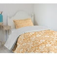 thumbnail image 4 of Ambesonne Spring Quilted Bedspread Set 2 Pcs, Summer Garden Floral, Twin Size, Marigold and White, 4 of 6