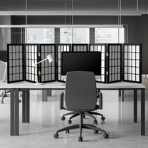 2 ft. Tall Desktop Window Pane Shoji Screen - Black - 8 Panels