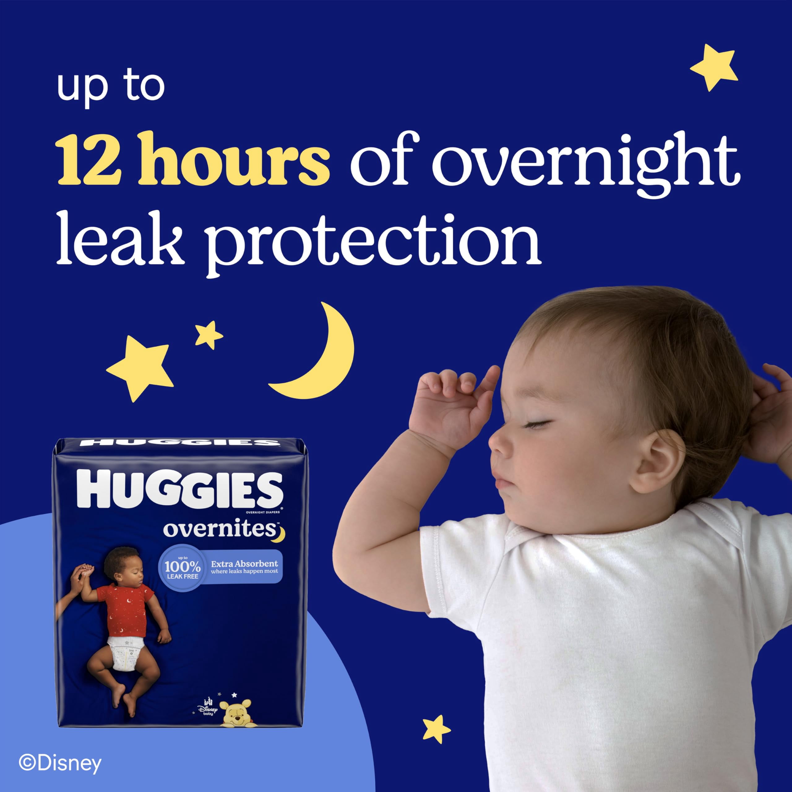 Huggies Overnites Nighttime Baby Diapers, Size 6 (35+ lbs), 72 Ct