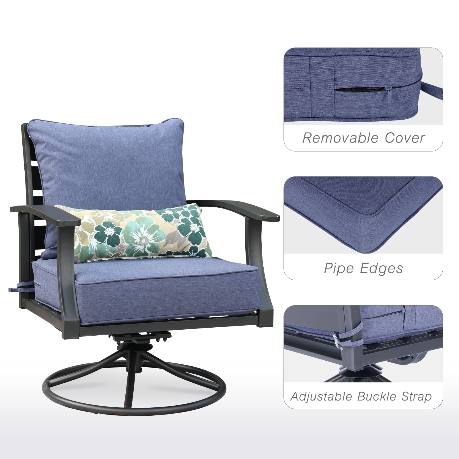 BPS 22x24x5 inch Outdoor Deep Seat Cushion, Water-Resistant Patio Furniture Cushions for Outdoor Chairs, Sofa, Couch, 2-Piece, Bluish-purple