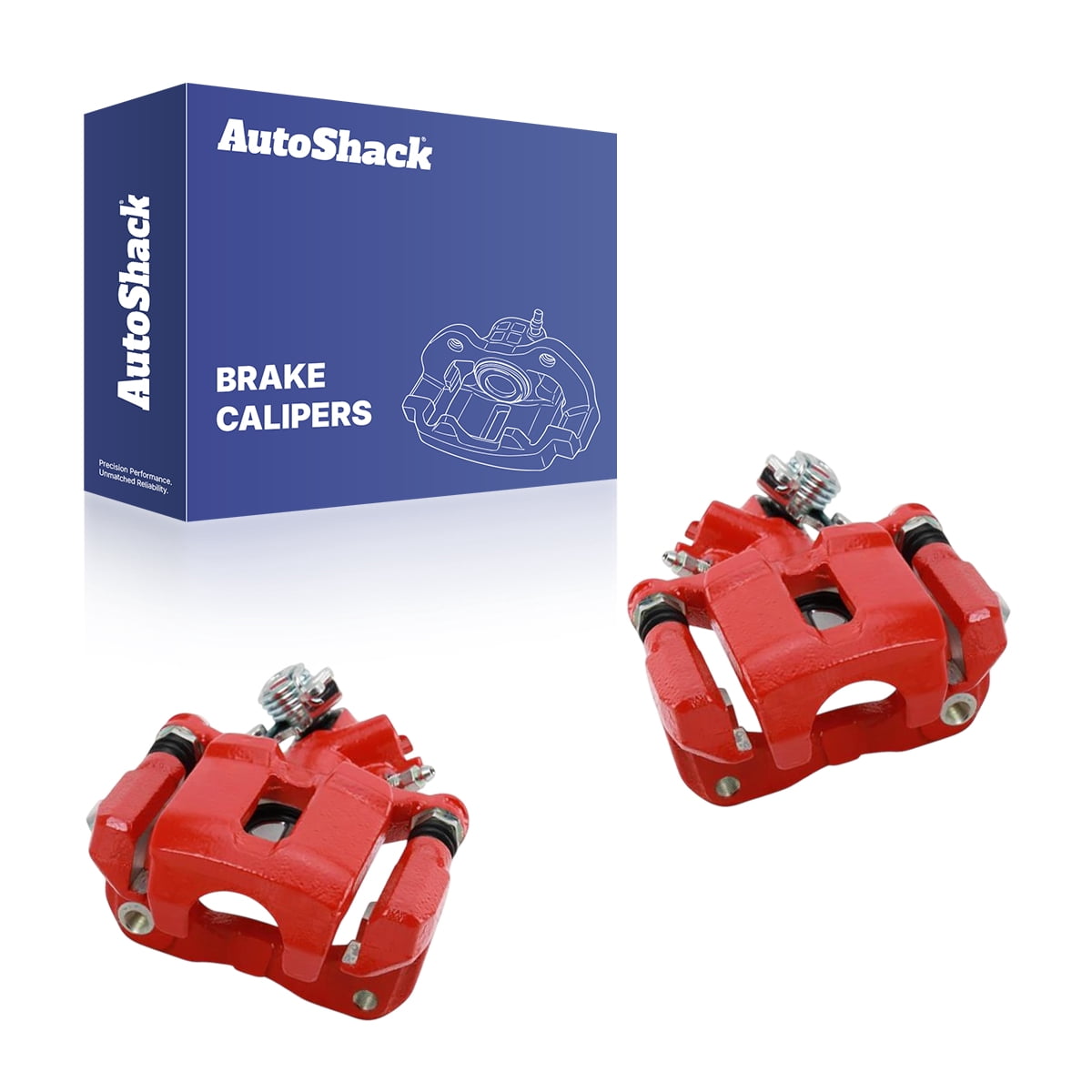 AutoShack Rear Brake Calipers & Ceramic Brake Pads – 6-Piece Set – Black Powder-Coated – Fits 2006-2015 Honda Civic 1.8L & 2.4L