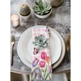 thumbnail image 2 of Tulips Spring Floral Cloth Napkins Set of 6 Reusable Dinner Napkins, Pink Plaid Flowers Butterfly Pastoral Cocktail Napkin Washable Table Napkins for Wedding/Holiday Party/Baby Shower 20"x20", 2 of 7