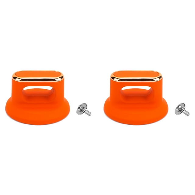 relayinert 2pcs Practical Wooden Grain Pot Lid Top Bead Internally Cast Screw Core Handle Orange