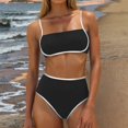 thumbnail image 2 of Deals UTSJKR 2025 Women's High Waisted Bikini Sets Two Piece Swimsuit Color Block High Cut Bathing Suits Beach Fashion Black XXL, 2 of 9