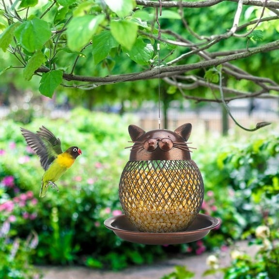 YATLTE Outdoor Wild Bird Feeder, Black Small Hanging with Metal, Hanging Suet Feeder, Single Suet Cake Bird Feeder, Rainproof Squirrel-Proof for Outside Office