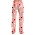 thumbnail image 4 of Women's Comfy Pajama Lounge Pants Heart Graphic Print Pjs Drawstring Jogger Wide Leg Athletic Pants, 4 of 4