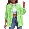 thumbnail image 1 of RXMEKW Chemises pour Femmes Décontractées, Veste en Denim de Couleur Unie avec Capuche Amovible, 1 of 9