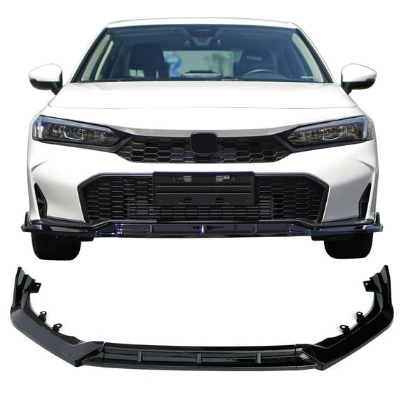 Ikon Motorsports 3PCS Front Bumper Lip Spoiler Chin Splitter For 2025-2026 Honda Civic Sedan & Hatchback (Not Fit Type R) IKON Style PP Gloss Black