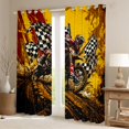 thumbnail image 2 of Castle Fairy Grunge Motocross Black Out Curtains for Teens, Muddy Track Flags Curtains Pack of 2 (42x63 Each) for Extreme Bedroom, Red Yellow, 2 of 6