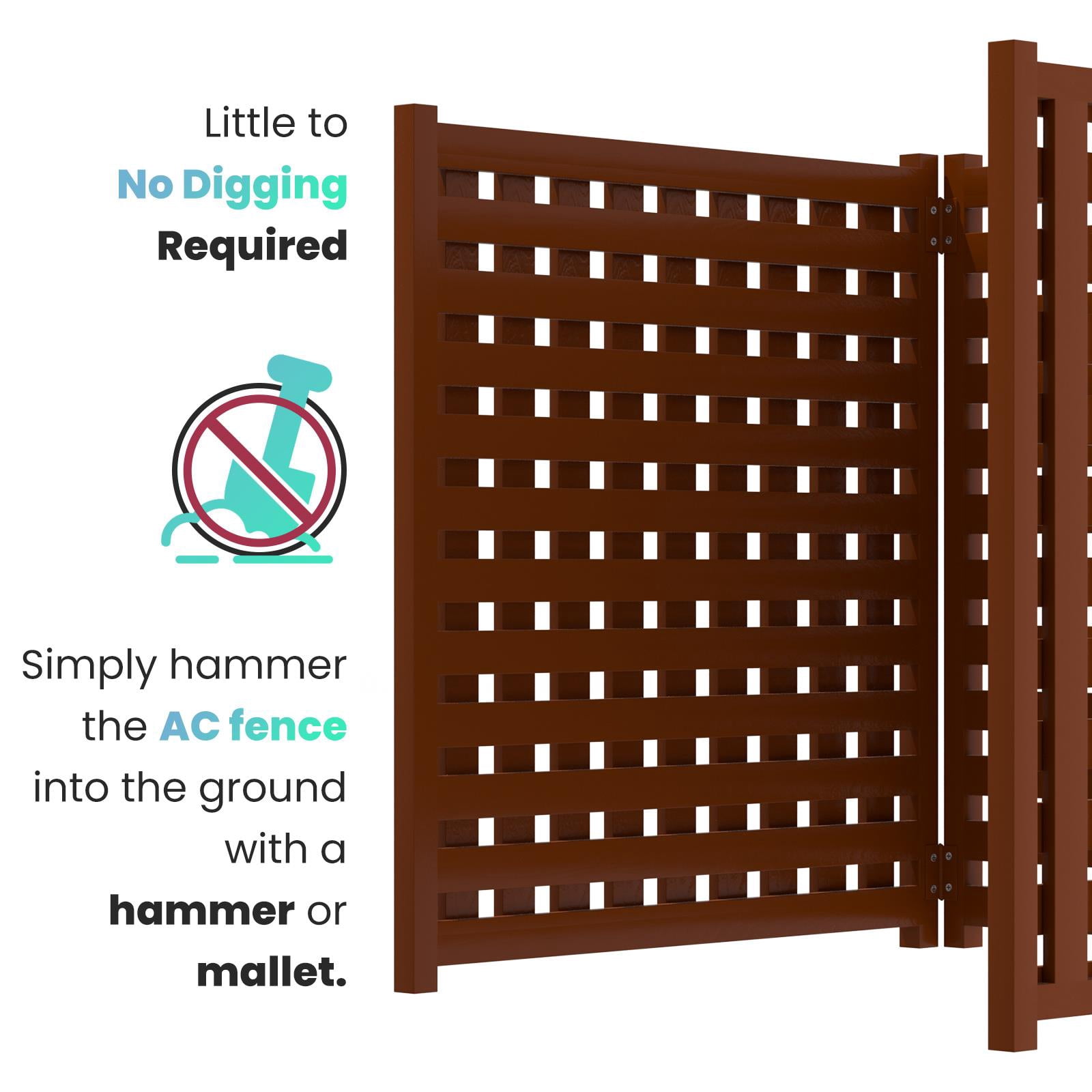 Lattice Brown 3-Panel Privacy Screen, Solid Wood Decorative Fences, Weather Resistant Air Conditioner Fence, Trash Can Enclosure, Spliced Ac Unit Fence for Patio Garden Flower Bed Animal Barrier