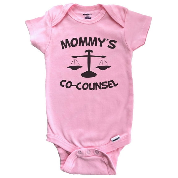 Mommy's Co-Counsel Funny Lawyer Baby Bodysuit (Pink), 0-3 Months