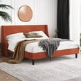 thumbnail image 3 of Einfach King Size Platform Bed Frame with Wingback Headboard, Burnt Orange, 3 of 6