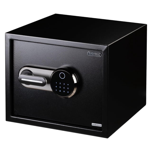 Caja Fuerte Biométrica KASHBILL Negro Avanzada 30x38x30 cm Con Cierre de Huella Digital para Hogar y