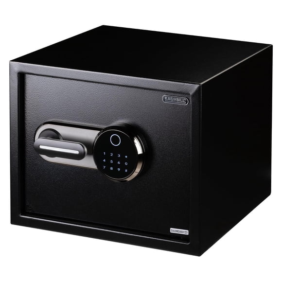 Caja Fuerte Biométrica KASHBILL Negro Avanzada 30x38x30 cm Con Cierre de Huella Digital para Hogar y