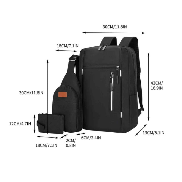 Mochilas para la Escuela de Tres Piezas con Puerto de Carga Usb, Mochila de Estudiante de Gran Capacidad Crossbody Bolsa Tote para Hombres Mujeres Bolsa de Computadora de Viajes Al Aire Libre Mochila