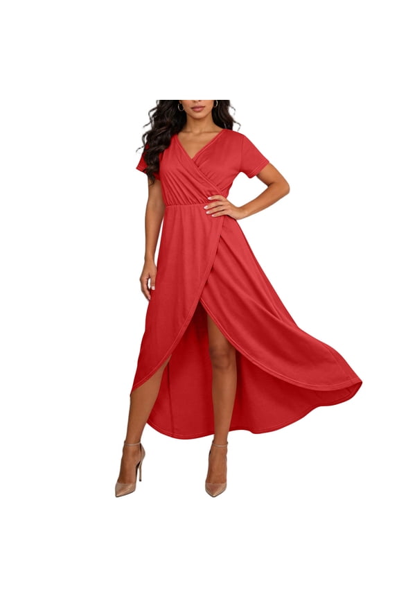 Women's 2026 Fashion V Neck Midi Dress Nightgown