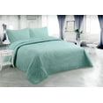 thumbnail image 1 of Marina Decoration Solid Embossed Pinsonic Coverlet Bedspread Bedding Ultra Soft Summer Quilt Set with Shams, Green Color, 1 of 6