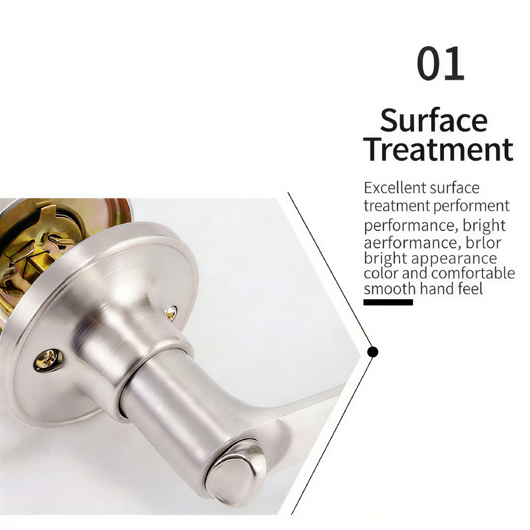 FACEGA Door Knob Door Knob with Lockms Door Handle,White