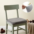 thumbnail image 3 of Elastic Velvet Dining Chair Seat Cover - Stretchable Slipcover for Curved Wooden and Upholstered Chairs, Dust and Stain Resistant Versatile Cushion Cover, 3 of 5