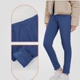 thumbnail image 3 of Teylalorva Girls Leggings Fleece Yoga Pants Tight Thermal Elastic Waist Cozy Warm Casual Long Trousers（3-13） Dark Blue Size 4T, 3 of 9
